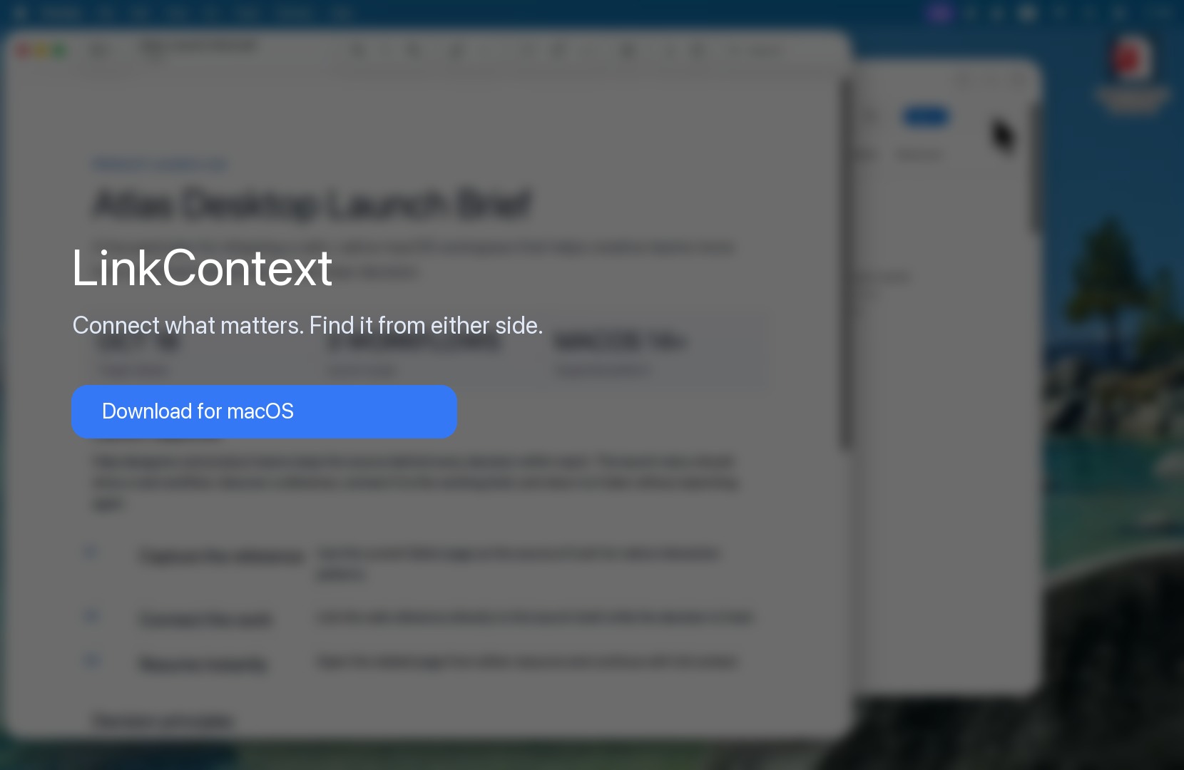 A demonstration of LinkContext recognizing the current web page, linking it to a local file, and reopening the related resource from either side